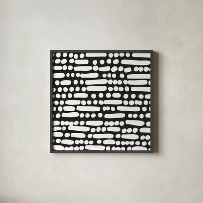 Cross Current Square Up II BW by Cheryl Warrick. Shown in a sleek black glass frame for a contemporary gallery look. Available as an archival giclee rolled canvas, fine art paper, or poster print. SKU 25305a.