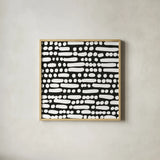 Cross Current Square Up II BW by Cheryl Warrick. Shown in a natural wood glass frame for a timeless modern aesthetic. Available as an archival giclee rolled canvas, fine art paper, or poster print. SKU 25305a.