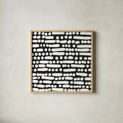 Cross Current Square Up II BW by Cheryl Warrick. Shown in a natural wood glass frame for a timeless modern aesthetic. Available as an archival giclee rolled canvas, fine art paper, or poster print. SKU 25305a.