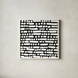 Cross Current Square Up II BW by Cheryl Warrick. Shown in a crisp white glass frame for a clean and minimalist style. Available as an archival giclee rolled canvas, fine art paper, or poster print. SKU 25305a.