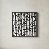 Cross Current Square Up IV BW by Cheryl Warrick. Shown in a sleek black glass frame for a contemporary gallery look. Available as an archival giclee rolled canvas, fine art paper, or poster print. SKU 25307a.