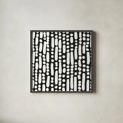 Cross Current Square Up IV BW by Cheryl Warrick. Shown in a sleek black glass frame for a contemporary gallery look. Available as an archival giclee rolled canvas, fine art paper, or poster print. SKU 25307a.