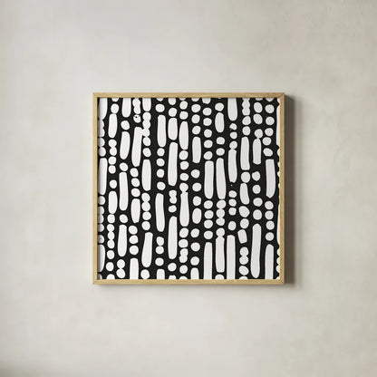 Cross Current Square Up IV BW by Cheryl Warrick. Shown in a natural wood glass frame for a timeless modern aesthetic. Available as an archival giclee rolled canvas, fine art paper, or poster print. SKU 25307a.