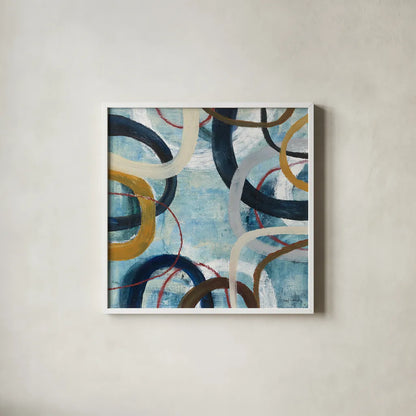 Dwell I by Cheryl Warrick. Shown in a crisp white glass frame for a clean and minimalist style. Available as an archival giclee rolled canvas, fine art paper, or poster print. SKU 17735a.