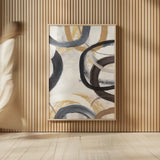 Dwell I Gold Neutral Crop by Cheryl Warrick. shown as over sized large wall art. Available as an archival giclee rolled canvas, fine art paper, or poster print. SKU 77621h.