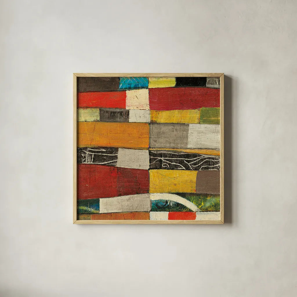 Eileen IV v2 by Cheryl Warrick. Shown in a natural wood glass frame for a timeless modern aesthetic. Available as an archival giclee rolled canvas, fine art paper, or poster print. SKU 37803a.