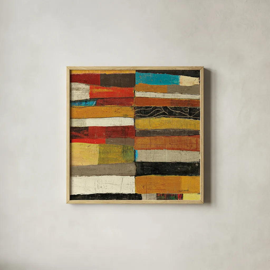 Eileen V v2 by Cheryl Warrick. Shown in a natural wood glass frame for a timeless modern aesthetic. Available as an archival giclee rolled canvas, fine art paper, or poster print. SKU 37802a.