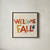 Fall Fun II by Cheryl Warrick. Shown in a sleek black glass frame for a contemporary gallery look. Available as an archival giclee rolled canvas, fine art paper, or poster print. SKU 93045a.