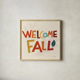 Fall Fun II by Cheryl Warrick. Shown in a natural wood glass frame for a timeless modern aesthetic. Available as an archival giclee rolled canvas, fine art paper, or poster print. SKU 93045a.