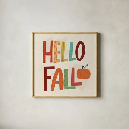 Fall Fun III by Cheryl Warrick. Shown in a natural wood glass frame for a timeless modern aesthetic. Available as an archival giclee rolled canvas, fine art paper, or poster print. SKU 93046a.