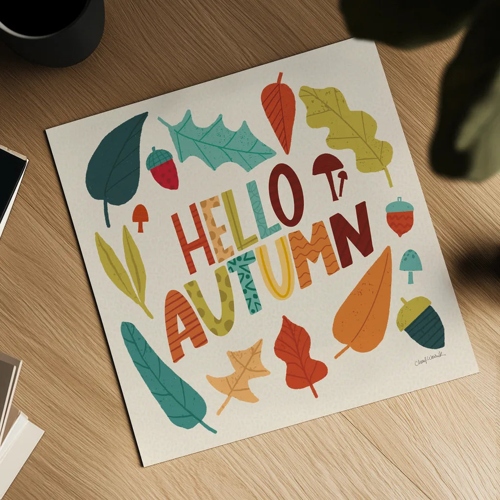 Fall Fun IV by Cheryl Warrick. Shown as a detailed flat fine art print, highlighting archival giclee quality. Available as an archival giclee rolled canvas, fine art paper, or poster print. SKU 93047a.