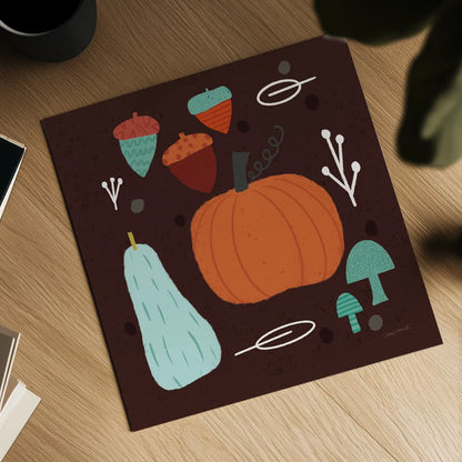 Fall Fun IX by Cheryl Warrick. Shown as a detailed flat fine art print, highlighting archival giclee quality. Available as an archival giclee rolled canvas, fine art paper, or poster print. SKU 93052a.