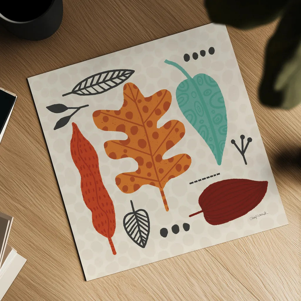 Fall Fun VI by Cheryl Warrick. Shown as a detailed flat fine art print, highlighting archival giclee quality. Available as an archival giclee rolled canvas, fine art paper, or poster print. SKU 93049a.