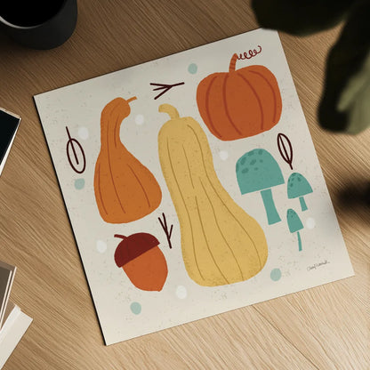 Fall Fun VIII by Cheryl Warrick. Shown as a detailed flat fine art print, highlighting archival giclee quality. Available as an archival giclee rolled canvas, fine art paper, or poster print. SKU 93051a.