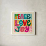 Festive Feelings I by Cheryl Warrick. Shown in a crisp white glass frame for a clean and minimalist style. Available as an archival giclee rolled canvas, fine art paper, or poster print. SKU 102799a.