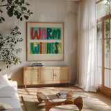 Festive Feelings IV by Cheryl Warrick. Shown in a natural wood frame in a cozy modern living room. Available as an archival giclee rolled canvas, fine art paper, or poster print. SKU 102802a.