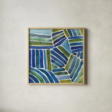 Field View by Cheryl Warrick. Shown in a natural wood glass frame for a timeless modern aesthetic. Available as an archival giclee rolled canvas, fine art paper, or poster print. SKU 84974a.