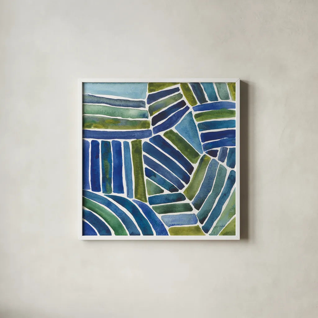 Field View by Cheryl Warrick. Shown in a crisp white glass frame for a clean and minimalist style. Available as an archival giclee rolled canvas, fine art paper, or poster print. SKU 84974a.