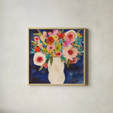 Floral Beauty I by Cheryl Warrick. Shown in a natural wood glass frame for a timeless modern aesthetic. Available as an archival giclee rolled canvas, fine art paper, or poster print. SKU 86838a.