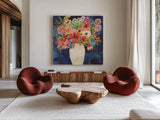 Floral Beauty II by Cheryl Warrick. Shown as extra-large giant wall art in a modern living room. Available as an archival giclee rolled canvas, fine art paper, or poster print. SKU 86839a.