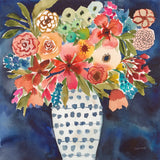 Floral Beauty II Striped Vase by Cheryl Warrick. SKU 86878a. Archival Giclee Fine art print for wall decor.