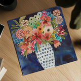 Floral Beauty II Striped Vase by Cheryl Warrick. Shown as a detailed flat fine art print, highlighting archival giclee quality. Available as an archival giclee rolled canvas, fine art paper, or poster print. SKU 86878a.