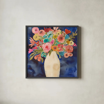 Floral Beauty III by Cheryl Warrick. Shown in a sleek black glass frame for a contemporary gallery look. Available as an archival giclee rolled canvas, fine art paper, or poster print. SKU 86840a.