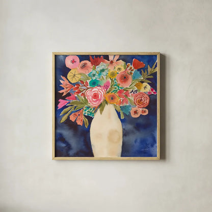 Floral Beauty III by Cheryl Warrick. Shown in a natural wood glass frame for a timeless modern aesthetic. Available as an archival giclee rolled canvas, fine art paper, or poster print. SKU 86840a.