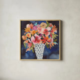 Floral Beauty V by Cheryl Warrick. Shown in a natural wood glass frame for a timeless modern aesthetic. Available as an archival giclee rolled canvas, fine art paper, or poster print. SKU 86842a.