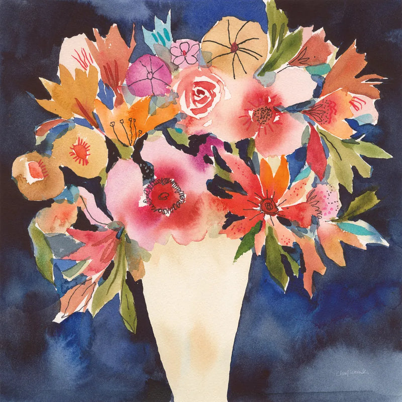 Floral Beauty V Cream Vase by Cheryl Warrick. SKU 86879a. Archival Giclee Fine art print for wall decor.