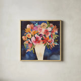 Floral Beauty V Cream Vase by Cheryl Warrick. Shown in a natural wood glass frame for a timeless modern aesthetic. Available as an archival giclee rolled canvas, fine art paper, or poster print. SKU 86879a.