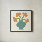 Flower Pot I by Cheryl Warrick. Shown in a sleek black glass frame for a contemporary gallery look. Available as an archival giclee rolled canvas, fine art paper, or poster print. SKU 102793a.