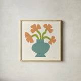 Flower Pot I by Cheryl Warrick. Shown in a natural wood glass frame for a timeless modern aesthetic. Available as an archival giclee rolled canvas, fine art paper, or poster print. SKU 102793a.