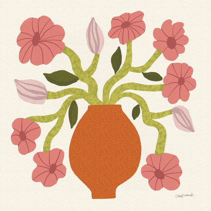 Flower Pot II by Cheryl Warrick. SKU 102794a. Archival Giclee Fine art print for wall decor.