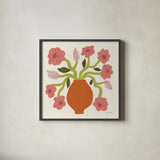 Flower Pot II by Cheryl Warrick. Shown in a sleek black glass frame for a contemporary gallery look. Available as an archival giclee rolled canvas, fine art paper, or poster print. SKU 102794a.