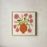 Flower Pot II by Cheryl Warrick. Shown in a natural wood glass frame for a timeless modern aesthetic. Available as an archival giclee rolled canvas, fine art paper, or poster print. SKU 102794a.