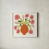 Flower Pot II by Cheryl Warrick. Shown in a crisp white glass frame for a clean and minimalist style. Available as an archival giclee rolled canvas, fine art paper, or poster print. SKU 102794a.