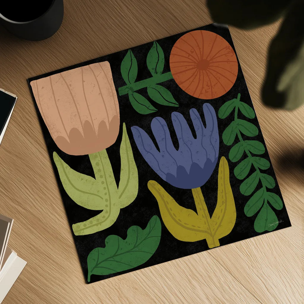 Flower Toss IV by Cheryl Warrick. Shown as a detailed flat fine art print, highlighting archival giclee quality. Available as an archival giclee rolled canvas, fine art paper, or poster print. SKU 90944a.