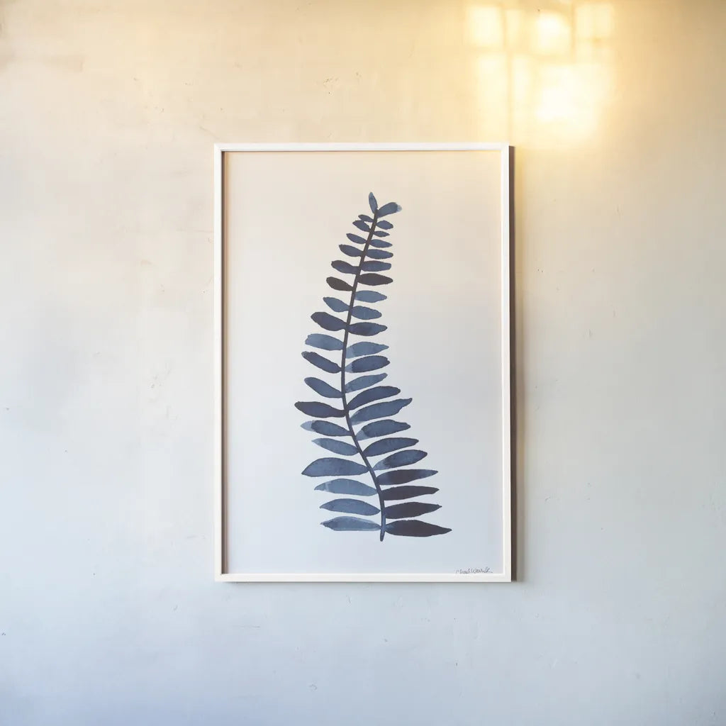 Forest Fern Trio I by Cheryl Warrick. shown as a paper print in a white frame. Available as a archival giclee rolled canvas, fine art paper, or poster print. SKU 86947h.