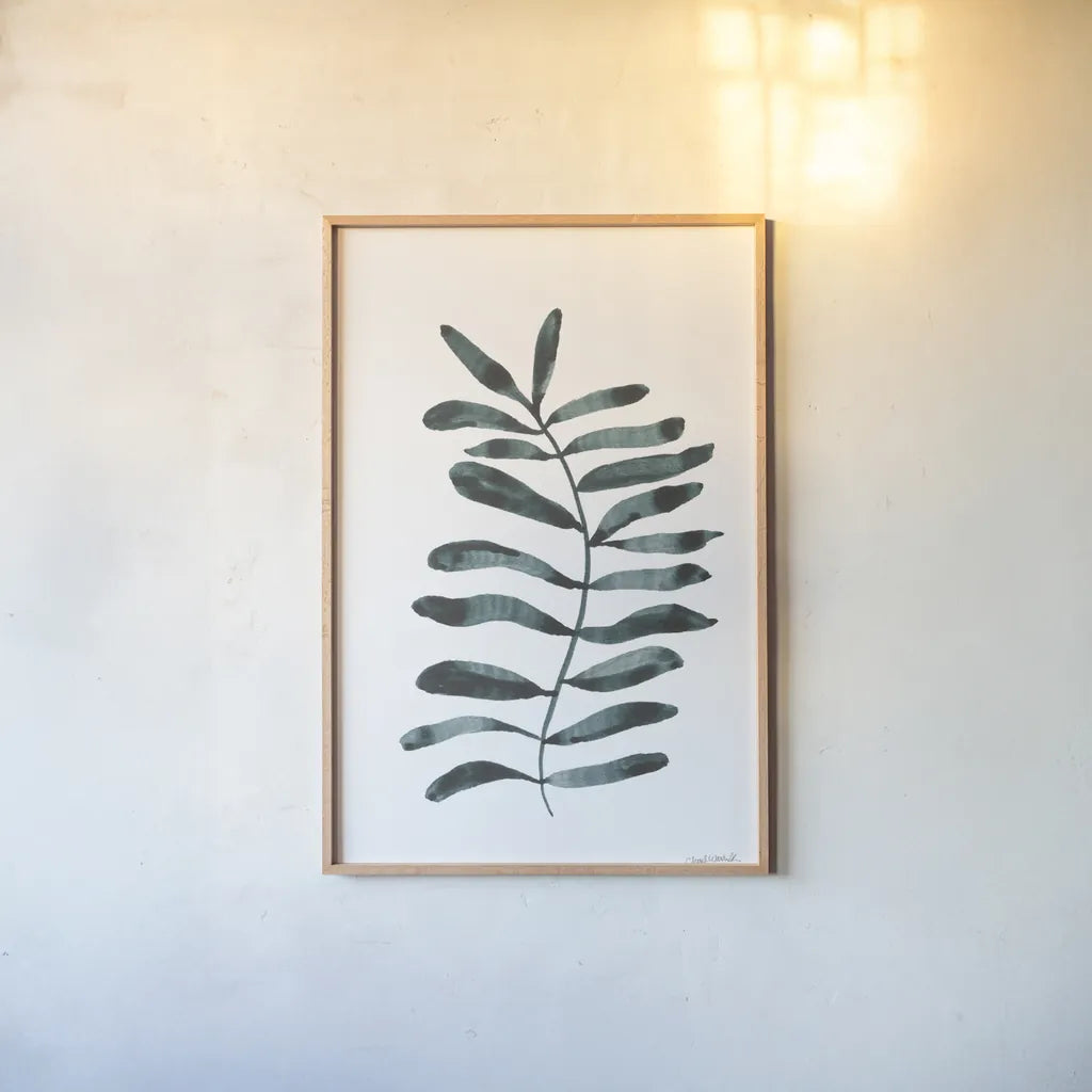 Forest Fern Trio III by Cheryl Warrick. shown as a paper print in a natural frame. Available as a archival giclee rolled canvas, fine art paper, or poster print. SKU 86949h.