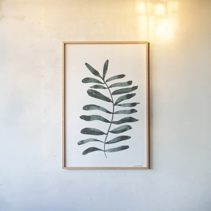 Forest Fern Trio III by Cheryl Warrick. shown as a paper print in a natural frame. Available as a archival giclee rolled canvas, fine art paper, or poster print. SKU 86949h.