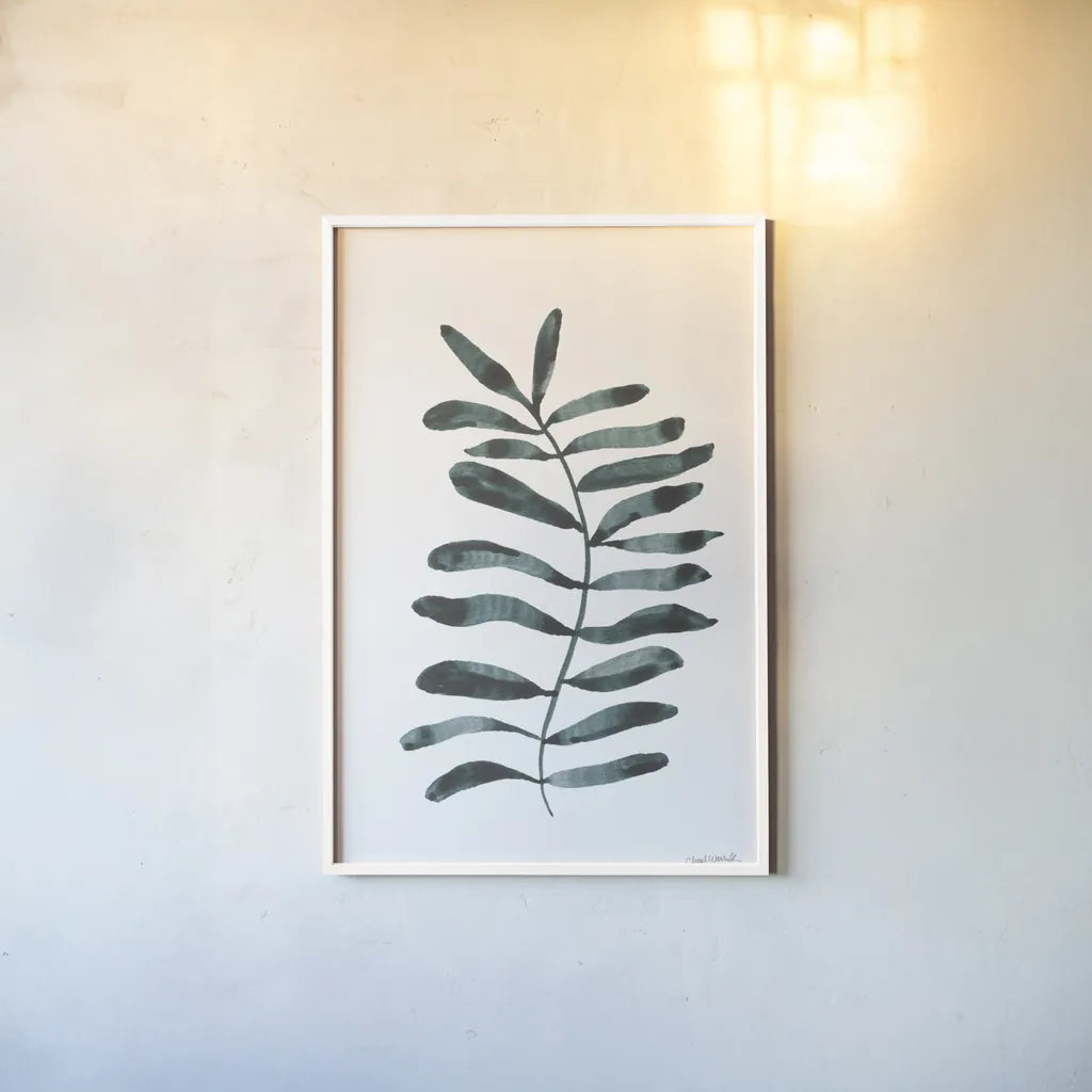 Forest Fern Trio III by Cheryl Warrick. shown as a paper print in a white frame. Available as a archival giclee rolled canvas, fine art paper, or poster print. SKU 86949h.