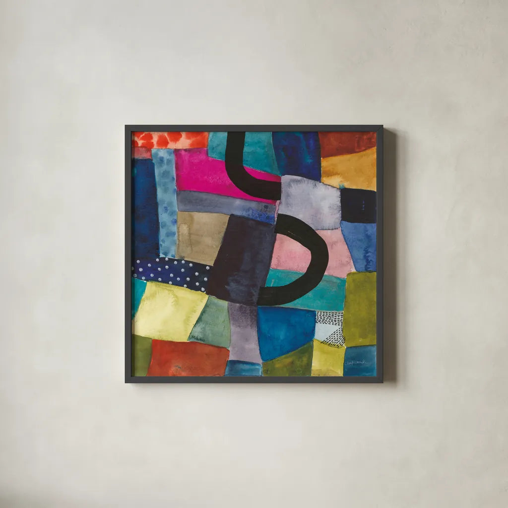 Freeway II by Cheryl Warrick. Shown in a sleek black glass frame for a contemporary gallery look. Available as an archival giclee rolled canvas, fine art paper, or poster print. SKU 86967a.