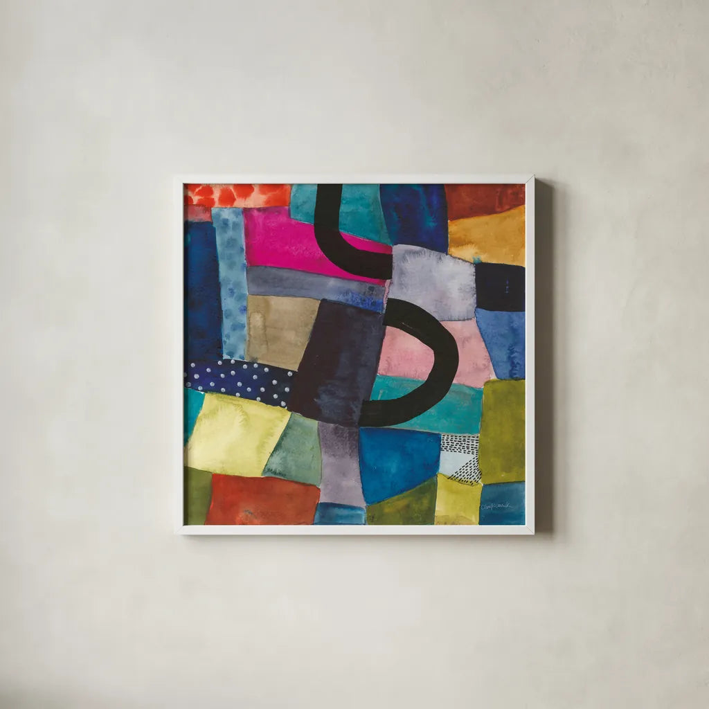 Freeway II by Cheryl Warrick. Shown in a crisp white glass frame for a clean and minimalist style. Available as an archival giclee rolled canvas, fine art paper, or poster print. SKU 86967a.