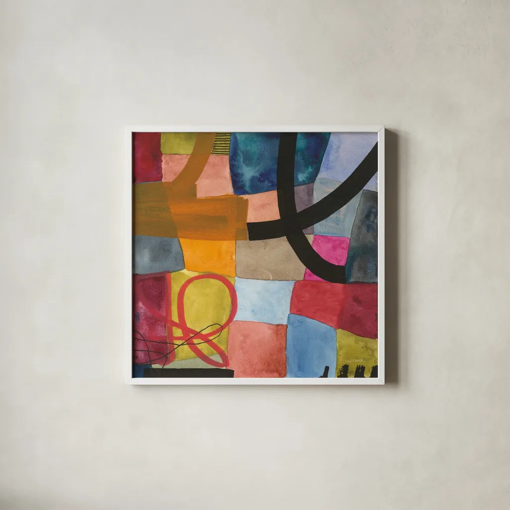 Freeway III by Cheryl Warrick. Shown in a crisp white glass frame for a clean and minimalist style. Available as an archival giclee rolled canvas, fine art paper, or poster print. SKU 86968a.