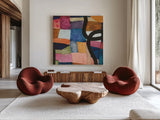 Freeway IV by Cheryl Warrick. Shown as extra-large giant wall art in a modern living room. Available as an archival giclee rolled canvas, fine art paper, or poster print. SKU 86969a.