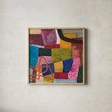 Freeway V by Cheryl Warrick. Shown in a natural wood glass frame for a timeless modern aesthetic. Available as an archival giclee rolled canvas, fine art paper, or poster print. SKU 86970a.