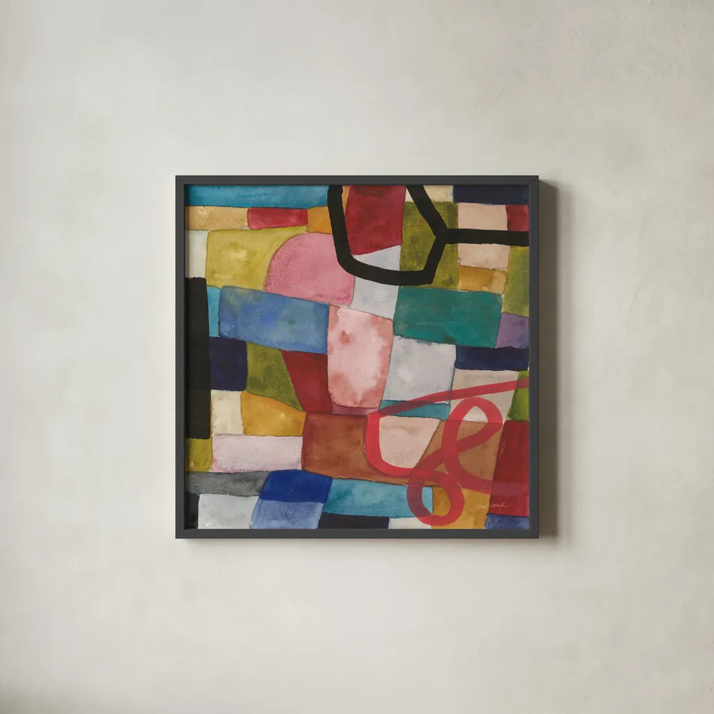 Freeway VI by Cheryl Warrick. Shown in a sleek black glass frame for a contemporary gallery look. Available as an archival giclee rolled canvas, fine art paper, or poster print. SKU 86971a.