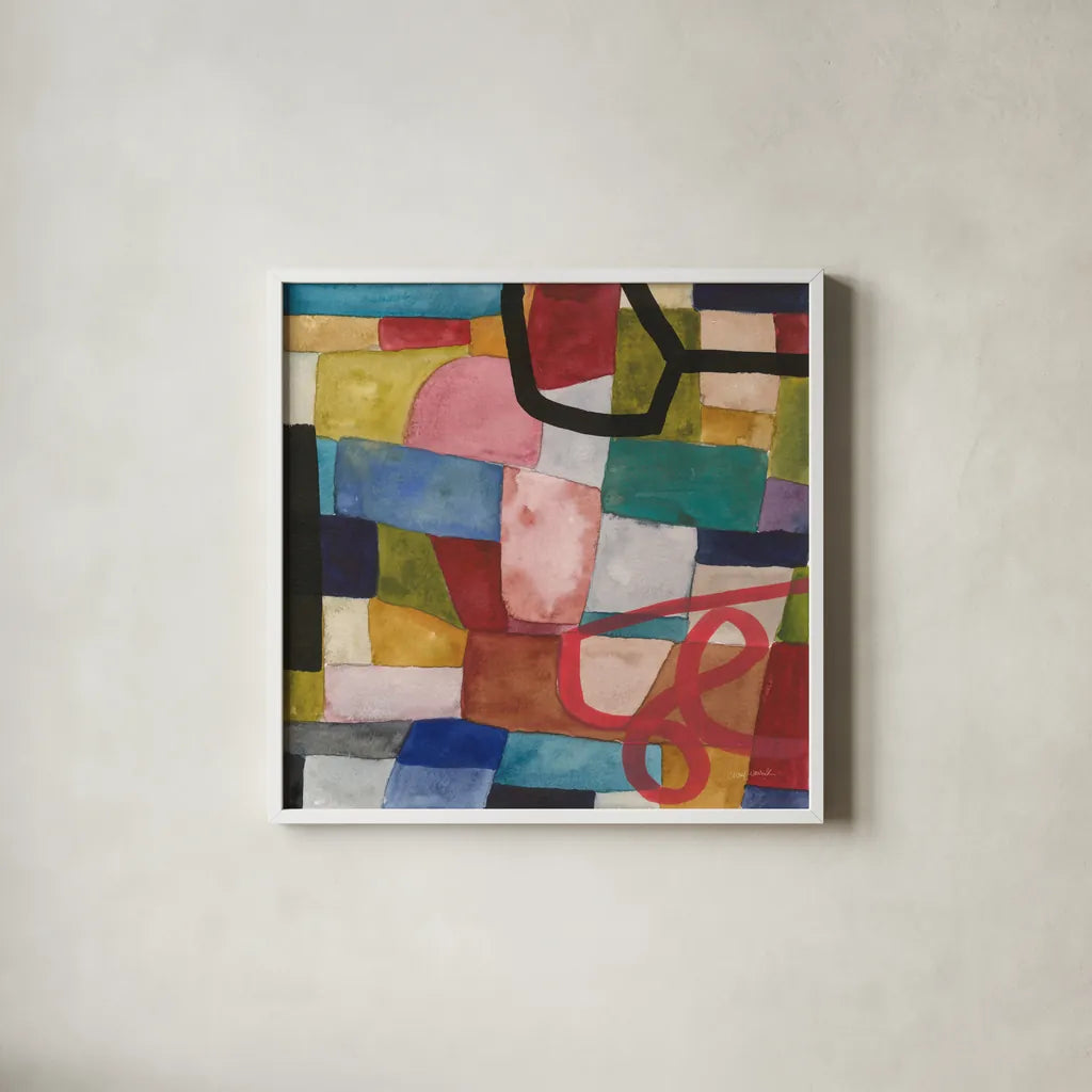 Freeway VI by Cheryl Warrick. Shown in a crisp white glass frame for a clean and minimalist style. Available as an archival giclee rolled canvas, fine art paper, or poster print. SKU 86971a.