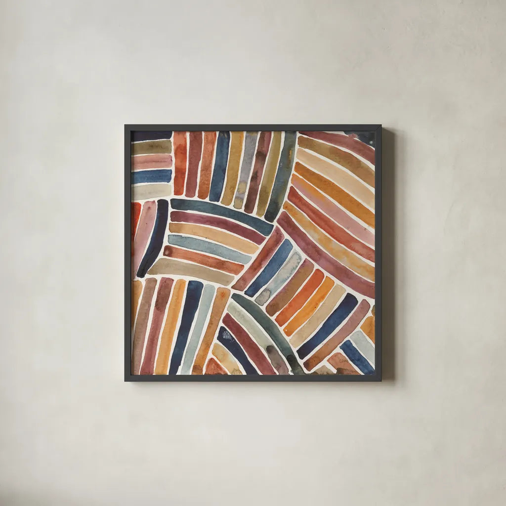 Furrow I by Cheryl Warrick. Shown in a sleek black glass frame for a contemporary gallery look. Available as an archival giclee rolled canvas, fine art paper, or poster print. SKU 79899a.